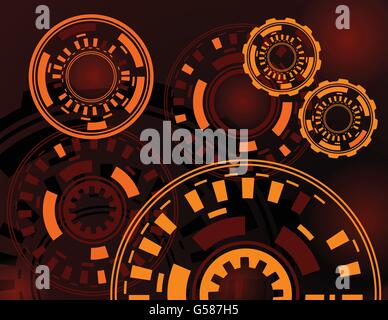 Abstract dark red orange gears technology background vector illustration Illustration de Vecteur