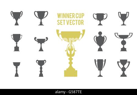 La coupe du vainqueur du championnat vecteur récompense icon set Illustration de Vecteur