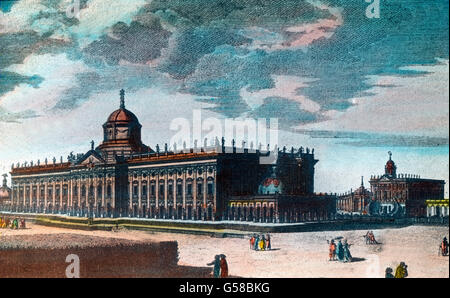 Das neue Palais an der Westseite des Schlosses à Potsdam Sanssouci bei Berlin. L'Allemagne, la Prusse, la monarchie, le roi, image, noblesse, années 1900, 20e siècle, archive, Carl Simon, histoire, historique, lame de verre colorée à la main, l'allemand, l'architecture, de Prusse, palace, Banque D'Images