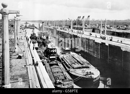 Construction du canal de Panama en voie d'achèvement en 1913. Banque D'Images