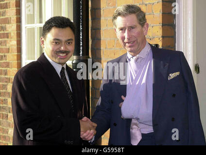 Le Prince de Galles (à droite) serre la main avec le Prince héritier Billah de Brunei, au Palais St James à Londres. Le prince héritier effectue une visite de quatre jours en Grande-Bretagne et est arrivé le 01/01. Banque D'Images