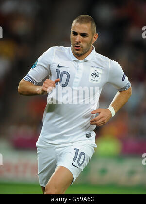 Football - UEFA Euro 2012 - quart de finale - Espagne / France - Donbass Arena.Karim Benzema en France Banque D'Images