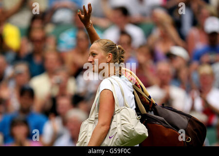 Petra Kvitova, de la République tchèque, après son match contre Akgul Amanmuradova, en Ouzbékistan Banque D'Images