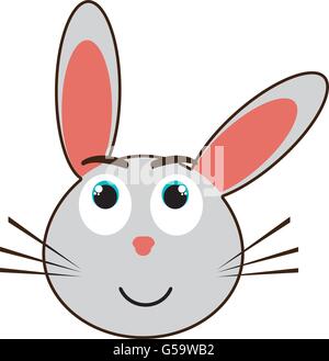 Lapin avatar gris avec de l'expression émotionnelle,vector graphic Illustration de Vecteur