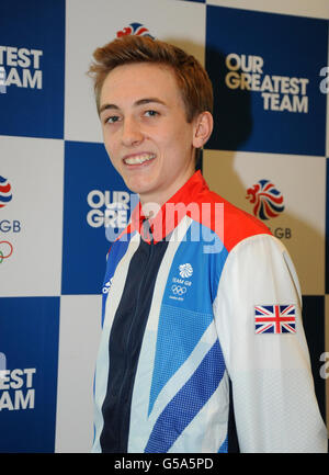 Liam Pitchford en Grande-Bretagne pendant la séance de kitting out de Londres 2012 à l'université de Loughborough, Loughborough. Banque D'Images