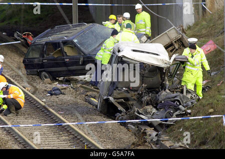 Accident de train Landrover Banque D'Images