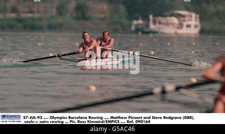 27-JUL-92 .... Jeux Olympiques Barcelone Rowing .... Matthew Pinsent et Steve Redgrave (GBR), couples sans coxless aviron Banque D'Images