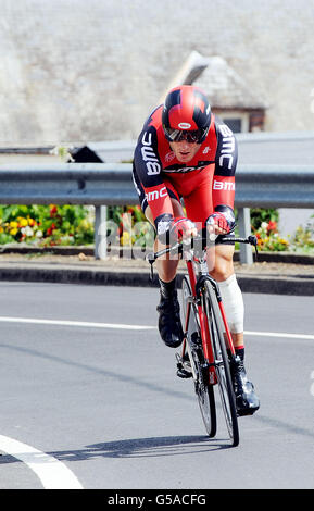 La Société Britannique Steve Cummings de BMC équipe lors de l'étape 19 entre Bonneval et Chartres, France. Banque D'Images