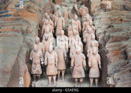 L'Armée de terre cuite de l'empereur Qin Shi Huang Lintong District, Xi'an, province du Shaanxi, Chine Banque D'Images