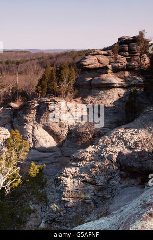 Le Jardin des Dieux au lever du soleil, Shawnee National Forest Banque D'Images