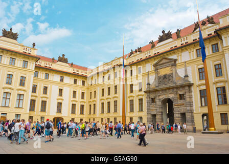 1e cour, Hrad, château, Hradcany, Prague, République Tchèque, Europe Banque D'Images