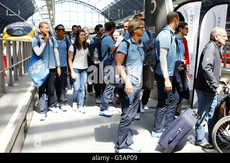 Jeux olympiques - Les athlètes arrivent en Eurostar Banque D'Images