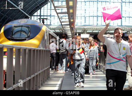 Jeux olympiques - Les athlètes arrivent en Eurostar Banque D'Images