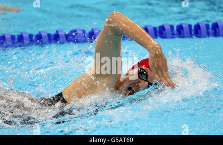 Jeux Olympiques de Londres - 2e jour.Rebecca Adlington, de Grande-Bretagne, dans le Freestyle à 400m féminin au centre aquatique de Londres. Banque D'Images