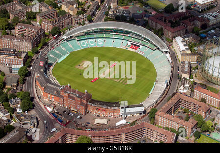 Vue aérienne du terrain de cricket de Kia Oval, dans le centre de Londres. APPUYEZ SUR ASSOCIATION photo. Date de la photo: Jeudi 12 juillet 2012. Le crédit photo devrait se lire comme suit : Dominic Lipinski/PA Wire Banque D'Images