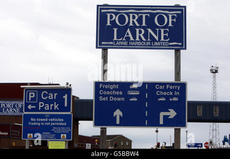 General stock - Port de ferry de Larne. Gare maritime de Larne, Larne Co Antrim. Banque D'Images