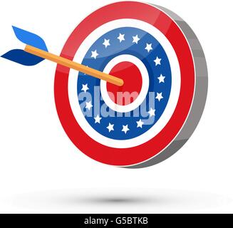 Appuyez sur flèche dans le centre de cible USA Illustration de Vecteur