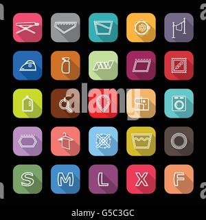 Signe de tissu avec icônes de ligne long shadow, stock vector Illustration de Vecteur