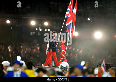 Jeux Olympiques de Londres - jour 16.Ben Ainslie en Grande-Bretagne lors de la cérémonie de clôture des Jeux Olympiques de Londres 2012 au stade olympique. Banque D'Images