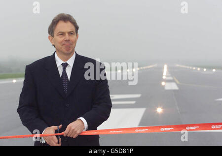 L'aéroport de Manchester élection Blair Banque D'Images