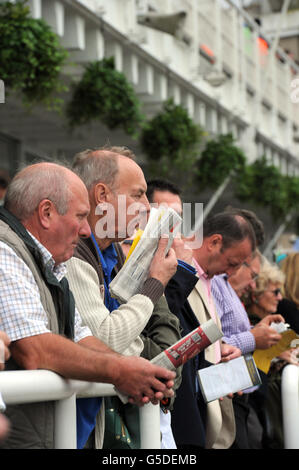 Courses hippiques - 2012 glorieux Goodwood Festival - bet365 Lennox Stakes Day - Hippodrome de Goodwood.Les Racegoers s'imprégnent de l'atmosphère de l'hippodrome de Goodwood Banque D'Images