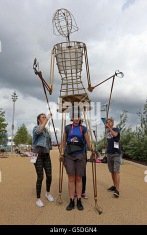 Jeux paralympiques de Londres, jour 0. Artistes au Parc olympique de Londres. Banque D'Images