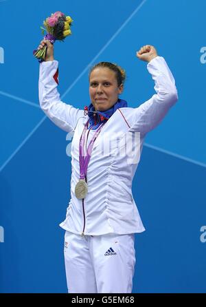 Jeux paralympiques de Londres - jour 8.Elodie Lorandi, médaillée d'argent, après la finale Freestyle à 100m féminin - S10 Banque D'Images