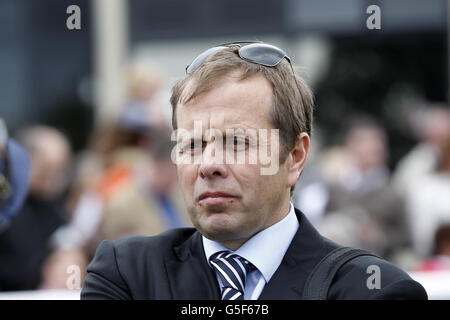 Entraîneur Ger Lyons pendant la journée des piquets de Moyantireflet au Curragh Racecourse, Co Kildare, Irlande. Banque D'Images