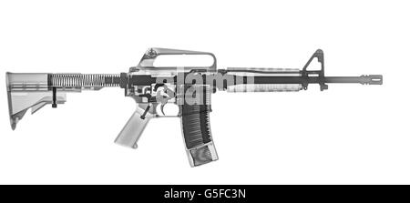 M4 (M16A2) dans le cadre d'un fusil d'assaut x-ray sur fond blanc Banque D'Images