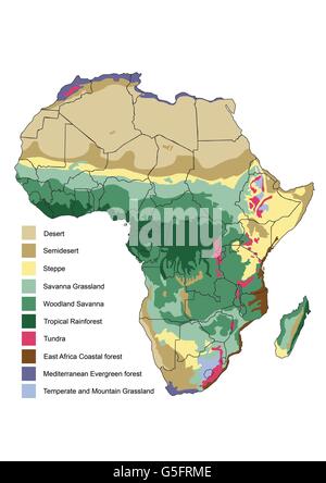 Carte de la végétation de l'Afrique Banque D'Images