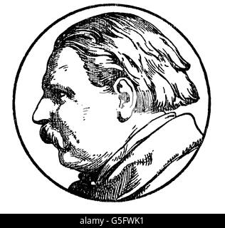 Schwind, Moritz von, 21.1.1804 - 8.2.1871, artiste allemand, portrait, profil, graphique sur la couverture d'un dossier des beaux-arts (Kunstwart), Banque D'Images