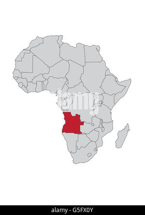 Carte de l'Afrique, l'Angola Banque D'Images