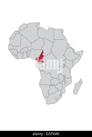 Carte de l'Afrique, Cameroun Banque D'Images