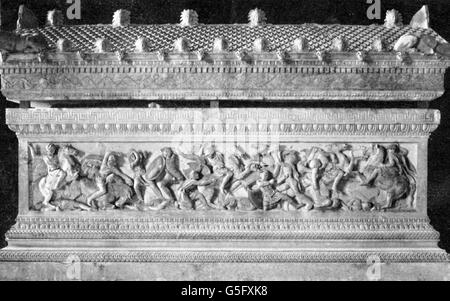 Alexander III 'le Grand', 20.7.356 - 10.6.323 BC, roi de Macédoine 336 - 323 BC, lutte contre les Perses, Alexander sarcophage, Sidon, vers 325 BC, Banque D'Images