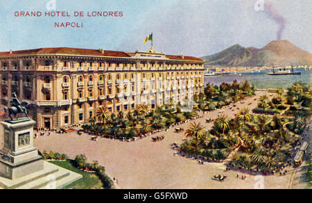 Géographie/Voyage, Italie, Naples, Grandhotel di Londra, carte postale d'art, vers 1910, droits supplémentaires-Clearences-non disponible Banque D'Images