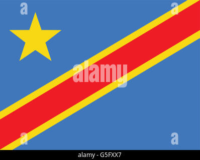 Drapeau national de la République démocratique du Congo. Banque D'Images