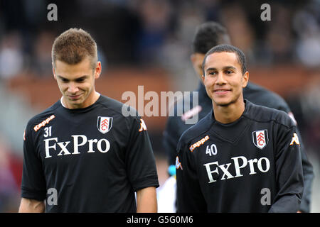 Football - Barclays Premier League - Fulham / Manchester City - Craven Cottage. Alexander Kacaniklic et Alex Smith de Fulham Banque D'Images