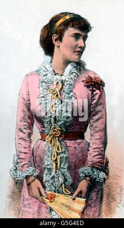 Prinzessin Elisabeth Pauline Ottilie Luise zu Wied (1843 - 1916) guerre durch Heirat Königin von Rumänien und Unter dem Pseudonyme Carmen Sylva Schriftstellerin. La Princesse Elisabeth Pauline Ottilie Louise de Wied, plus tard, la reine de Roumanie par le mariage et l'auteur avec le pseudonyme de Carmen Sylva. Roumanie, le sud-est de l'Europe, des Balkans, de l'histoire, historique, 1860, 19e siècle, archive, Carl Simon, coloriés à la main lame en verre, femme, royal, monarchie, auteur, poète, littérature, écrivain, portrait, illustration Banque D'Images