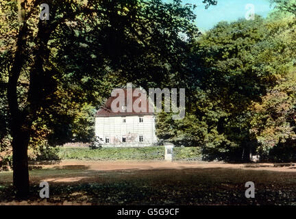 Goethes Gartenhaus à Weimar. La maison de Goethe à Weimar. Maison, jardin, arbres, architecture, vie, calme, pacifique, Europe, Allemagne, histoire, historique, années 10, 20, 20e siècle, archive, Carl Simon, Banque D'Images