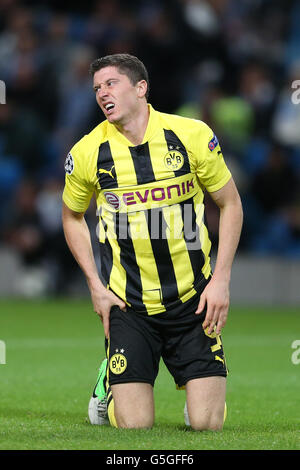 Football - UEFA Champions League - Groupe D - Manchester City / Borussia Dortmund - Etihad Stadium. Robert Lewandowski, Borussia Dortmund Banque D'Images