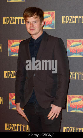 Richard Jones à la première britannique au Hammersmith Apollo du film mené Zepplin Celebration Day. Banque D'Images