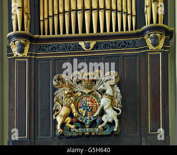 St Edmund King et Martyr, l'Église dans la ville de Londres. Stuart Royal Coat of Arms Banque D'Images