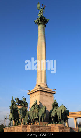 La Hongrie, Budapest, Place des Héros, Monument millénaire, Banque D'Images