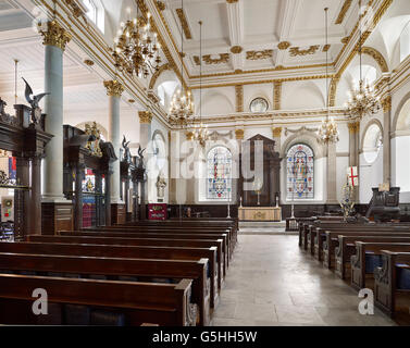 St Lawrence Jewry, église dans la ville de Londres, Christopher Wren en 1670. La nef, reconstruite en 1950 après le Blitz Banque D'Images
