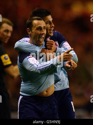 Football - Capital One Cup - quatrième tour - Sunderland / Middlesbrough - Stade de lumière.Scott McDonald de Middlesbrough célèbre le but d'ouverture du jeu Banque D'Images