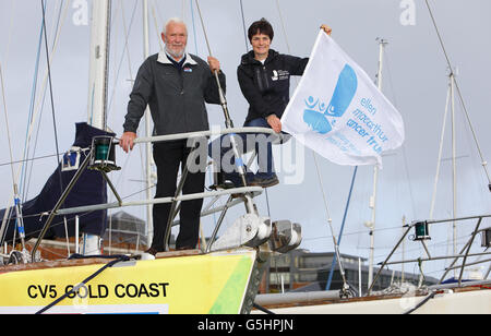 Sir Robin Knox-Johnston et Dame Ellen MacArthur partenariat lancement Banque D'Images