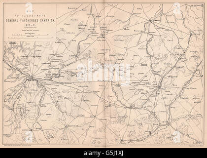 La guerre franco-prusse : le général Faidherbe Campagne de 1870-1871. Picardie Amiens 1875 map Banque D'Images