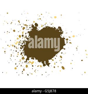 Pinceau d'or a des trait de peinture sur fond blanc. Résumé fond Splash, frame vector illustration. Illustration de Vecteur