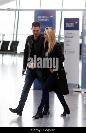 Michael Buble sighting - Heathrow Banque D'Images