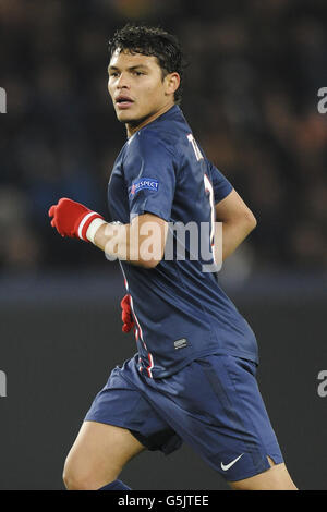 Football - Ligue des champions de l'UEFA - Groupe A - Paris Saint-Germain / Dinamo Zagreb - Parc des Princes.Thiago Silva, Paris Saint-Germain Banque D'Images